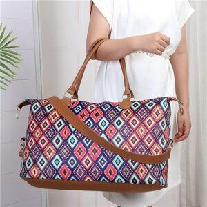 Tribal Geometric Print‎ Large Travel Tote Weekender Duffle Bag Crossbody Purse